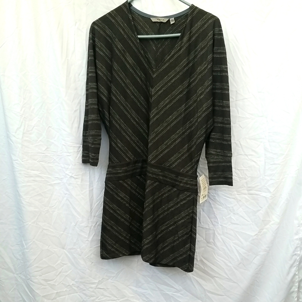 NWT Athleta women's athleisure mini dress gray and silver stripes Size XXS